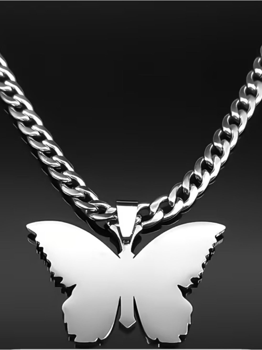 Butterfly Cross Pendant Necklace in Silver Tone - Picture 3 of 4